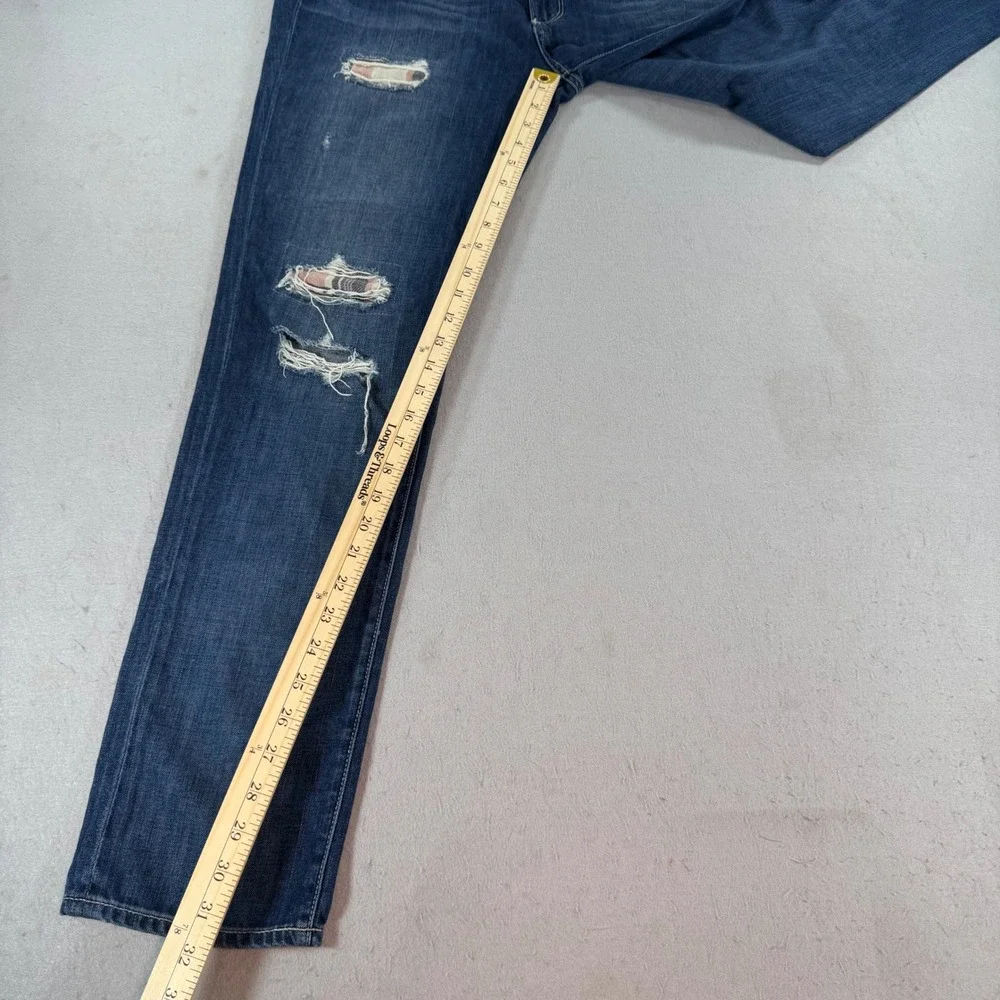 PAIGE‎ Jimmy Jimmy Skinny Distressed Plaid Patch Jeans Womens 30 Blue Denim